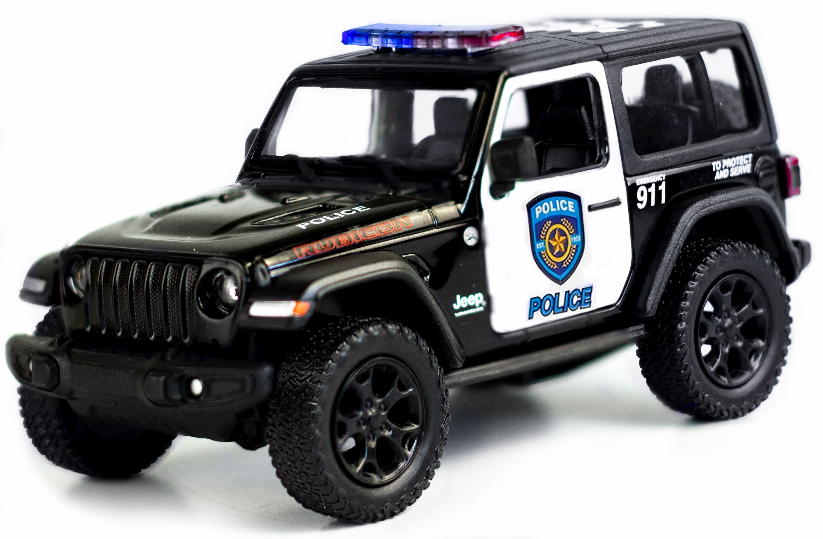 Металлическая машинка Kinsmart 1:34 «2018 Jeep Wrangler (Police)» KT5412DP, инерционная