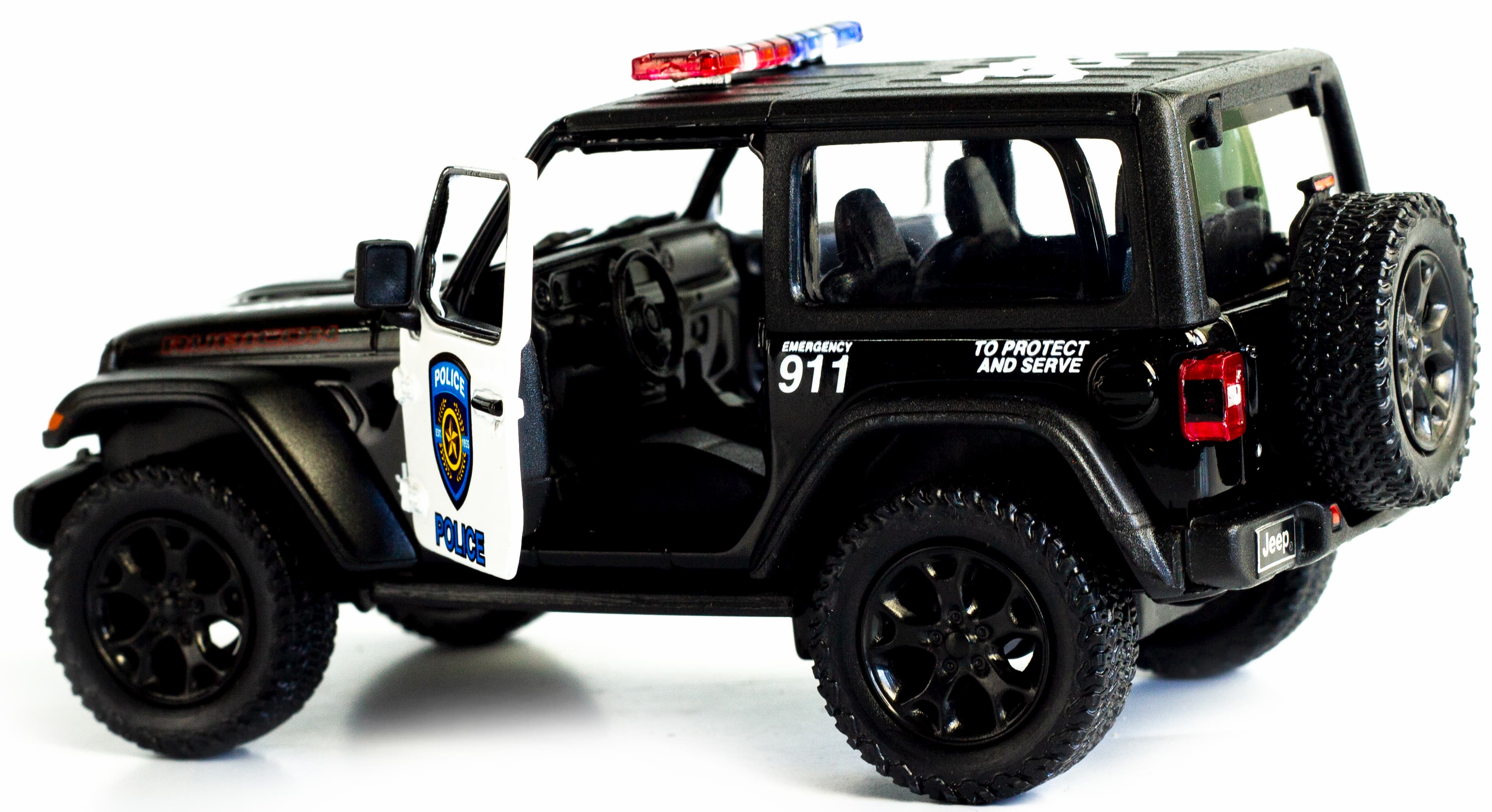 Металлическая машинка Kinsmart 1:34 «2018 Jeep Wrangler (Police)» KT5412DP, инерционная