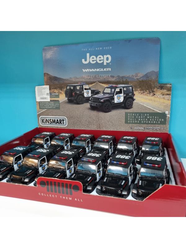 Металлическая машинка Kinsmart 1:34 «2018 Jeep Wrangler (Police)» KT5412DP, инерционная