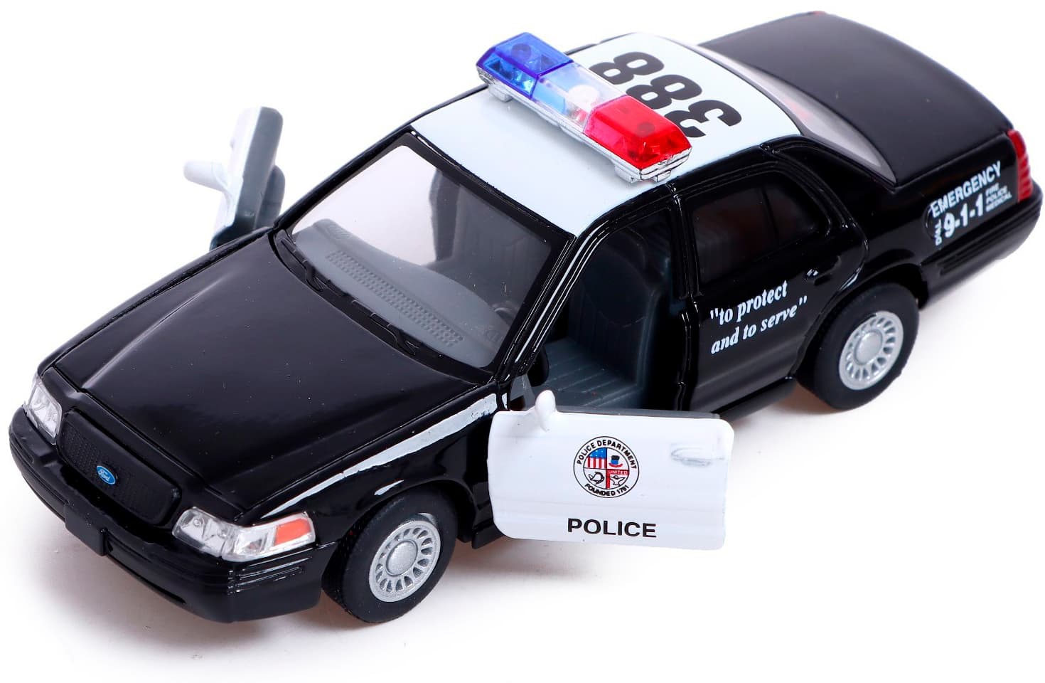 Металлическая машинка Kinsmart 1:42 «Ford Crown Victoria Police Interceptor» KT5327D инерционная / Черная