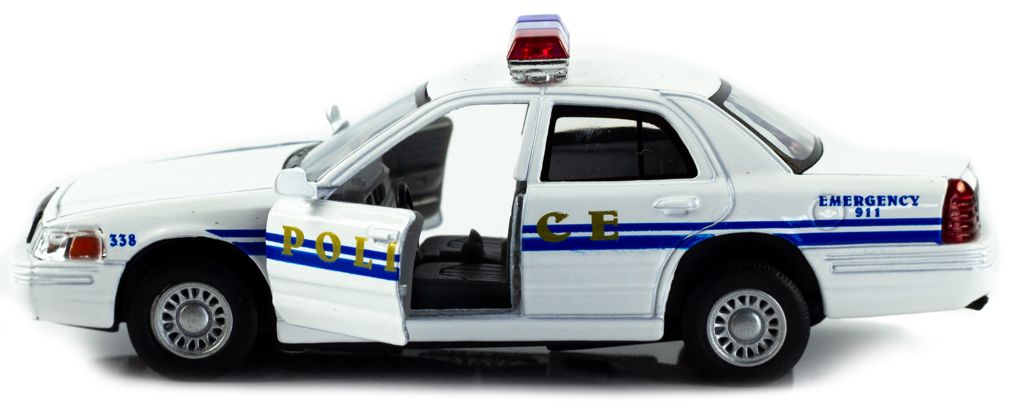 Металлическая машинка Kinsmart 1:42 «Ford Crown Victoria Police Interceptor» KT5342D инерционная / Белая