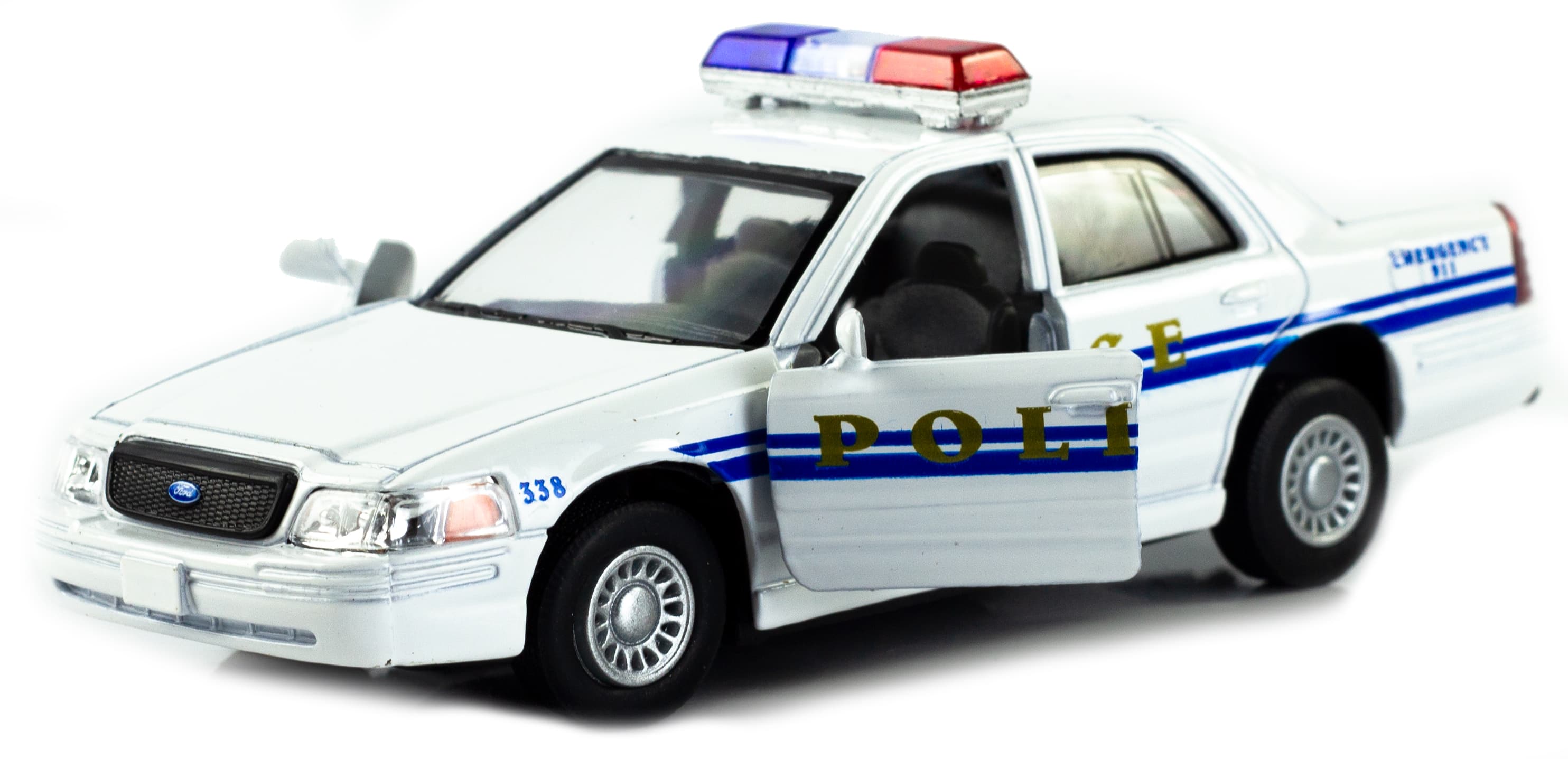 Металлическая машинка Kinsmart 1:42 «Ford Crown Victoria Police Interceptor» KT5342D инерционная / Белая