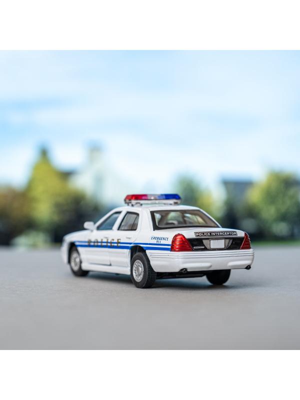 Металлическая машинка Kinsmart 1:42 «Ford Crown Victoria Police Interceptor» KT5342D инерционная / Белая