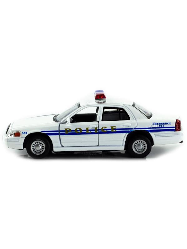 Металлическая машинка Kinsmart 1:42 «Ford Crown Victoria Police Interceptor» KT5342D инерционная / Белая