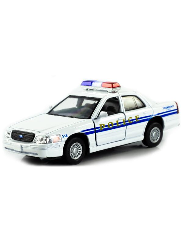 Металлическая машинка Kinsmart 1:42 «Ford Crown Victoria Police Interceptor» KT5342D инерционная / Белая