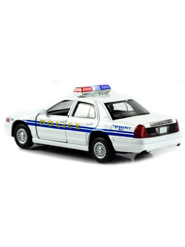 Металлическая машинка Kinsmart 1:42 «Ford Crown Victoria Police Interceptor» KT5342D инерционная / Белая