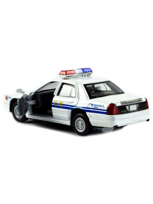 Металлическая машинка Kinsmart 1:42 «Ford Crown Victoria Police Interceptor» KT5342D инерционная / Белая