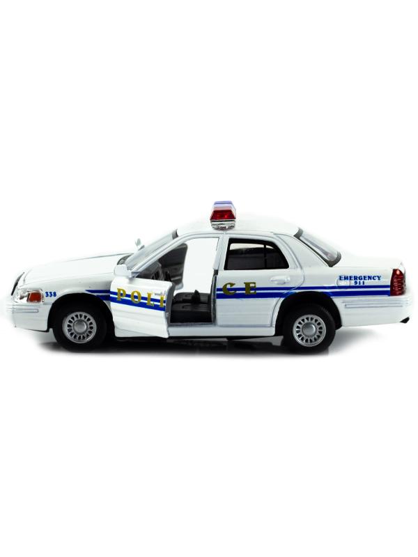 Металлическая машинка Kinsmart 1:42 «Ford Crown Victoria Police Interceptor» KT5342D инерционная / Белая