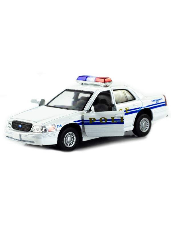 Металлическая машинка Kinsmart 1:42 «Ford Crown Victoria Police Interceptor» KT5342D инерционная / Белая