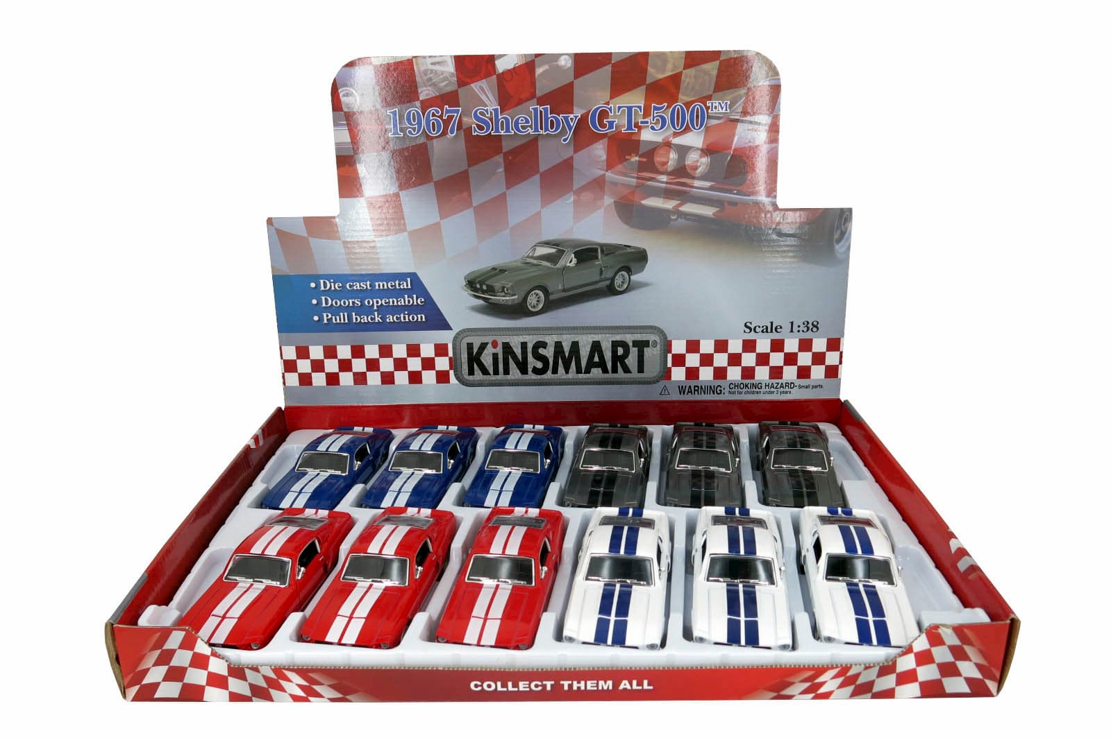 Металлическая машинка Kinsmart 1:44 «1967 Shelby GT500» KT5372D инерционный / Микс