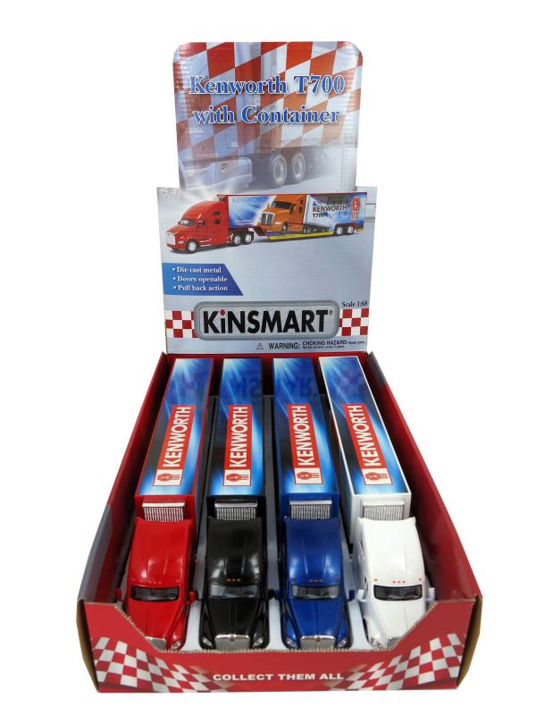 Металлическая машинка Kinsmart 1:68 «Kenworth T700 с прицепом» KT1302D, инерционный / Микс