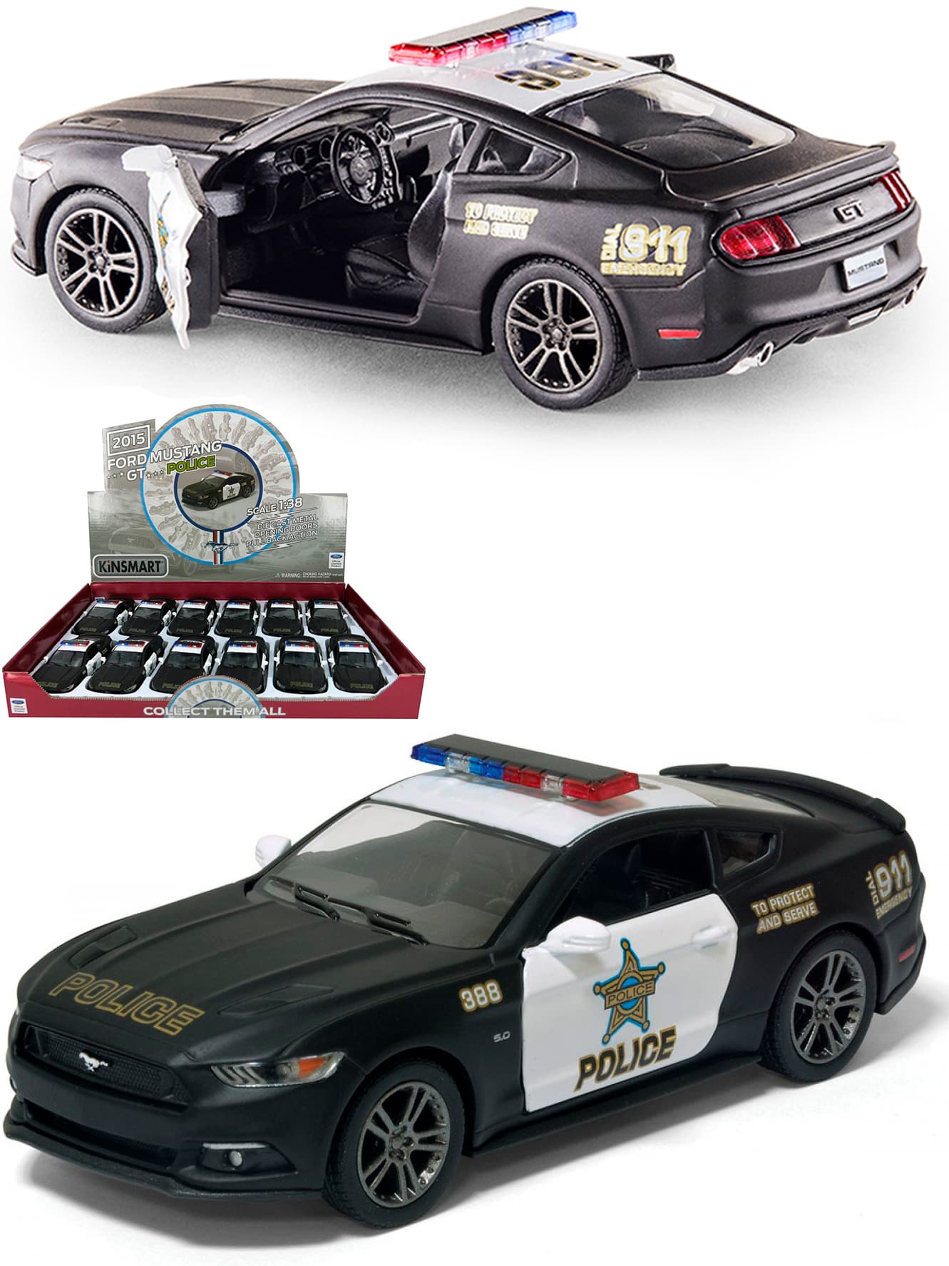 Металлическая машинка Kinsmart 1:38 «2015 Ford Mustang GT (Police)» KT5386DP инерционная