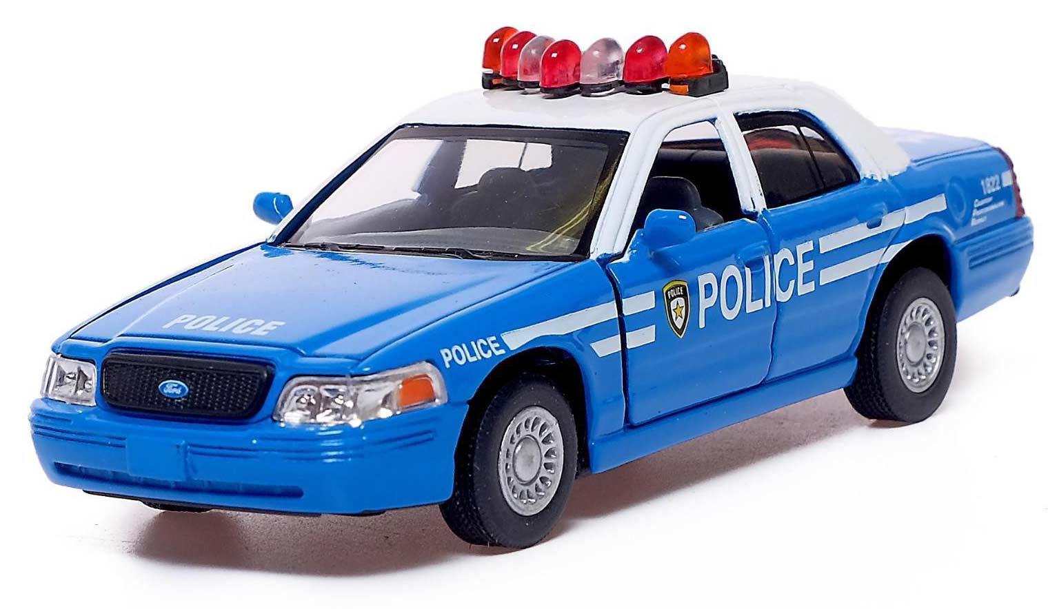 Металлическая машинка Kinsmart 1:42 «Ford Crown Victoria Police Interceptor» KT5342DA инерционная / Голубая