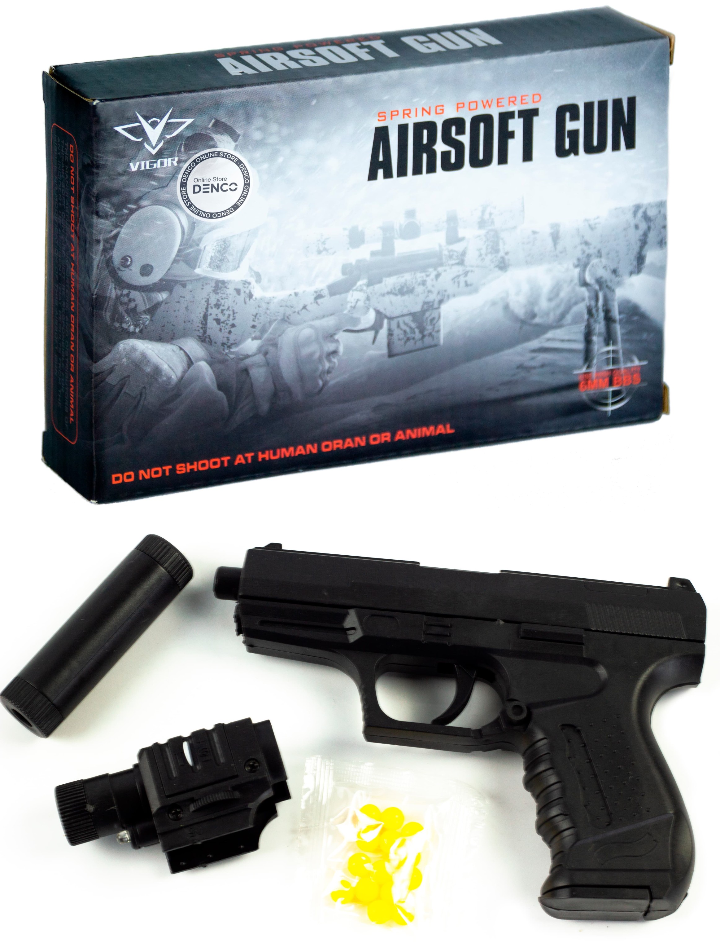 Пневматический пистолет «Airsoft Gun» 041A-BB, с глушителем, фонариком и инфракрасным прицелом