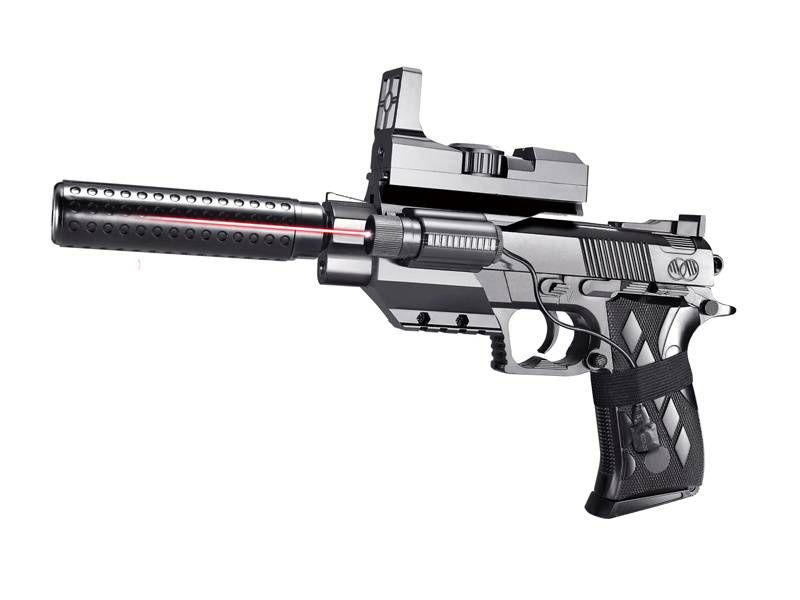 Детский пистолет пневматический Airsof Gun с прицелом, глушителем и инфракрасным прицелом  2122-B3-BB