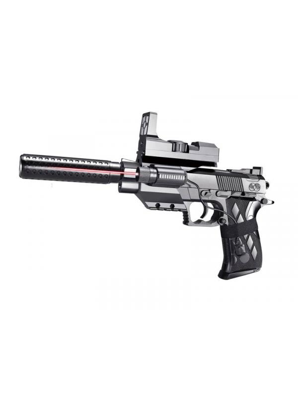 Детский пистолет пневматический Airsof Gun с прицелом, глушителем и инфракрасным прицелом  2122-B3-BB