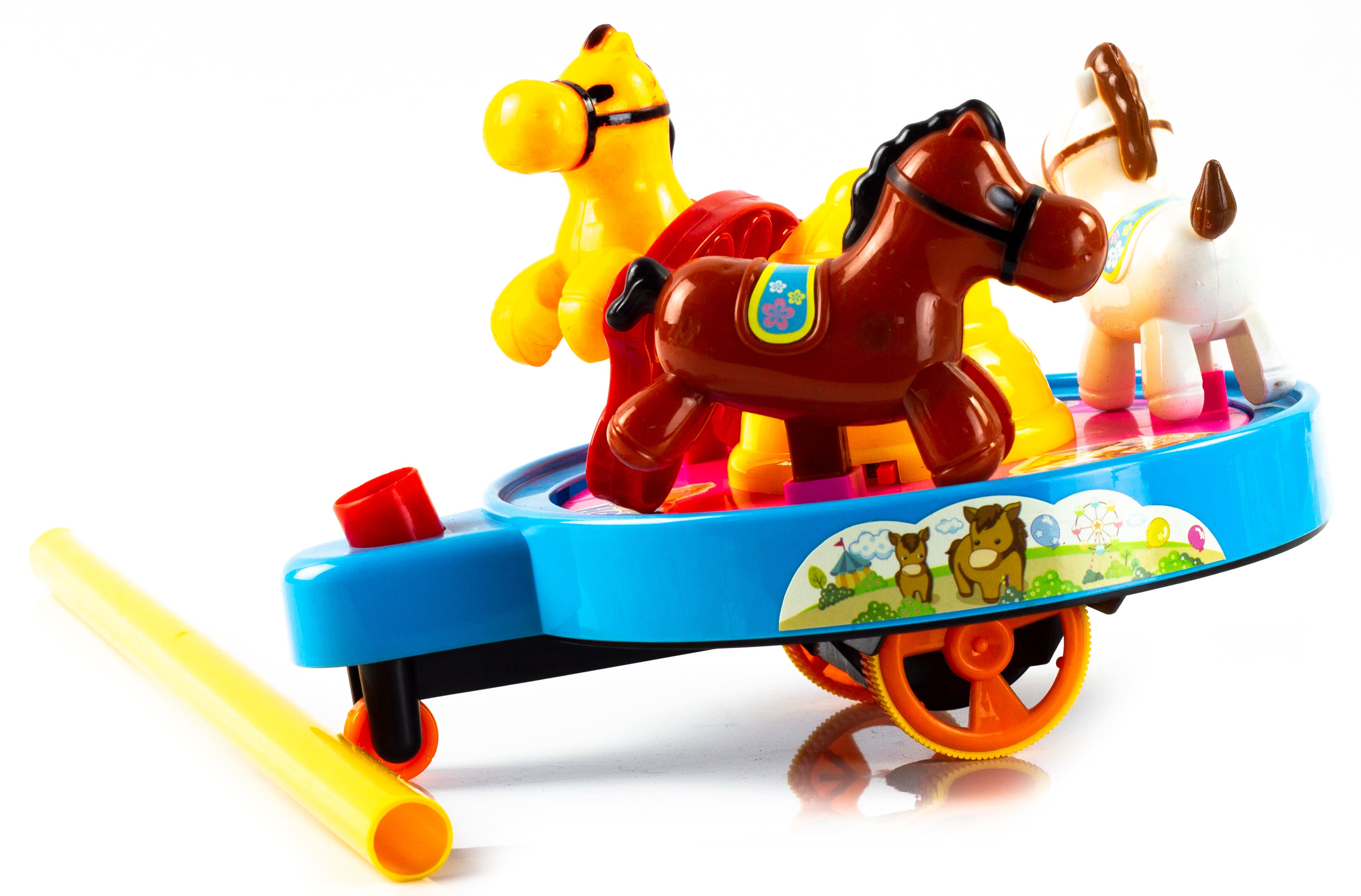 Игрушка-каталка на палочке «Карусель с лошадками» 739A