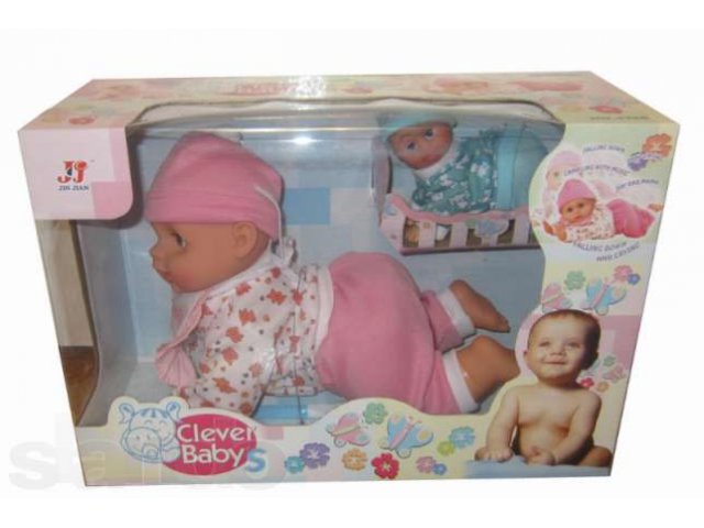 Интерактивные куклы 38 см и 17 см «Clever Baby» 3328-1 / ползают, говорят, смеются