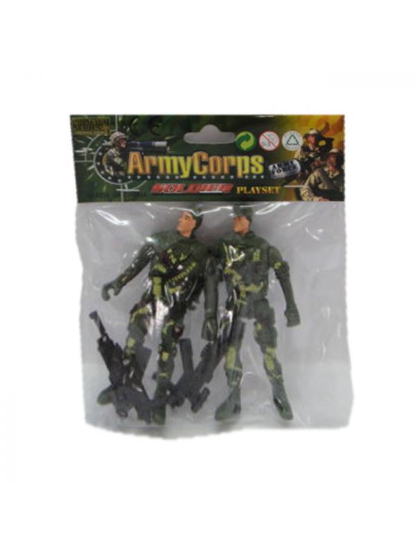 Набор солдатиков 2шт. с оружием.