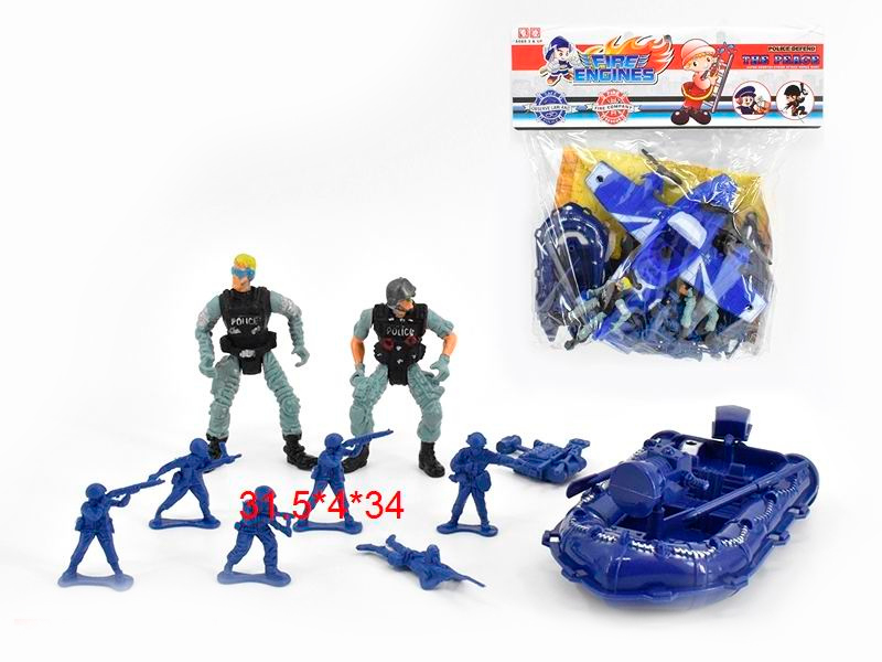 Набор солдатиков с транспортом (фигурки+катер)