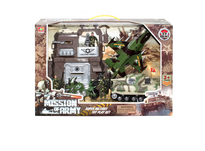 Набор тематический с фигурками 'армия' (истребитель+база+танк) / Junfa toys