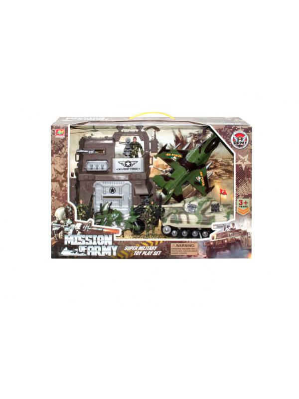 Набор тематический с фигурками 'армия' (истребитель+база+танк) / Junfa toys