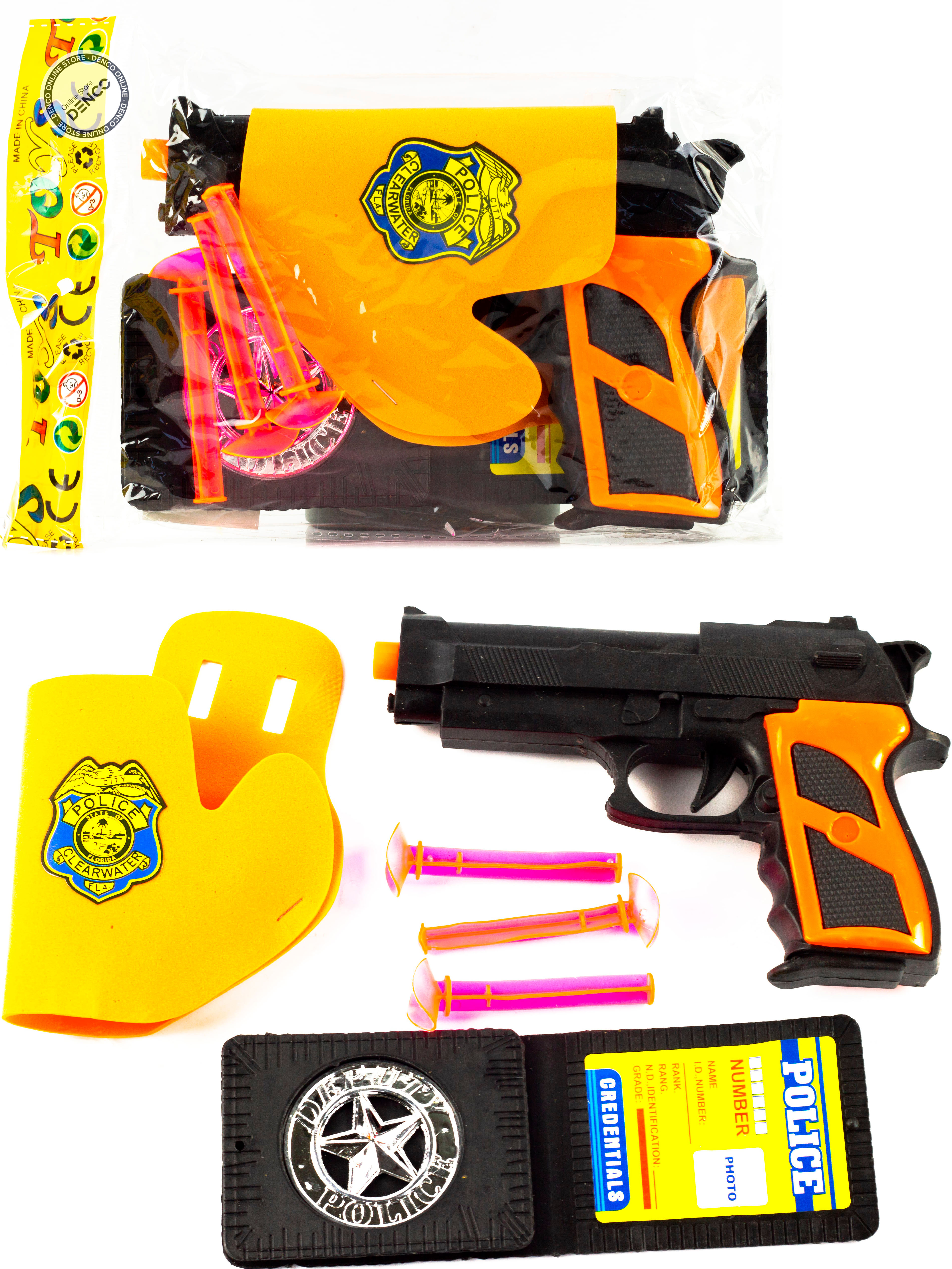 Набор полицейский (пистолет+кобура+значок+стрелы на присосках) L993-8
