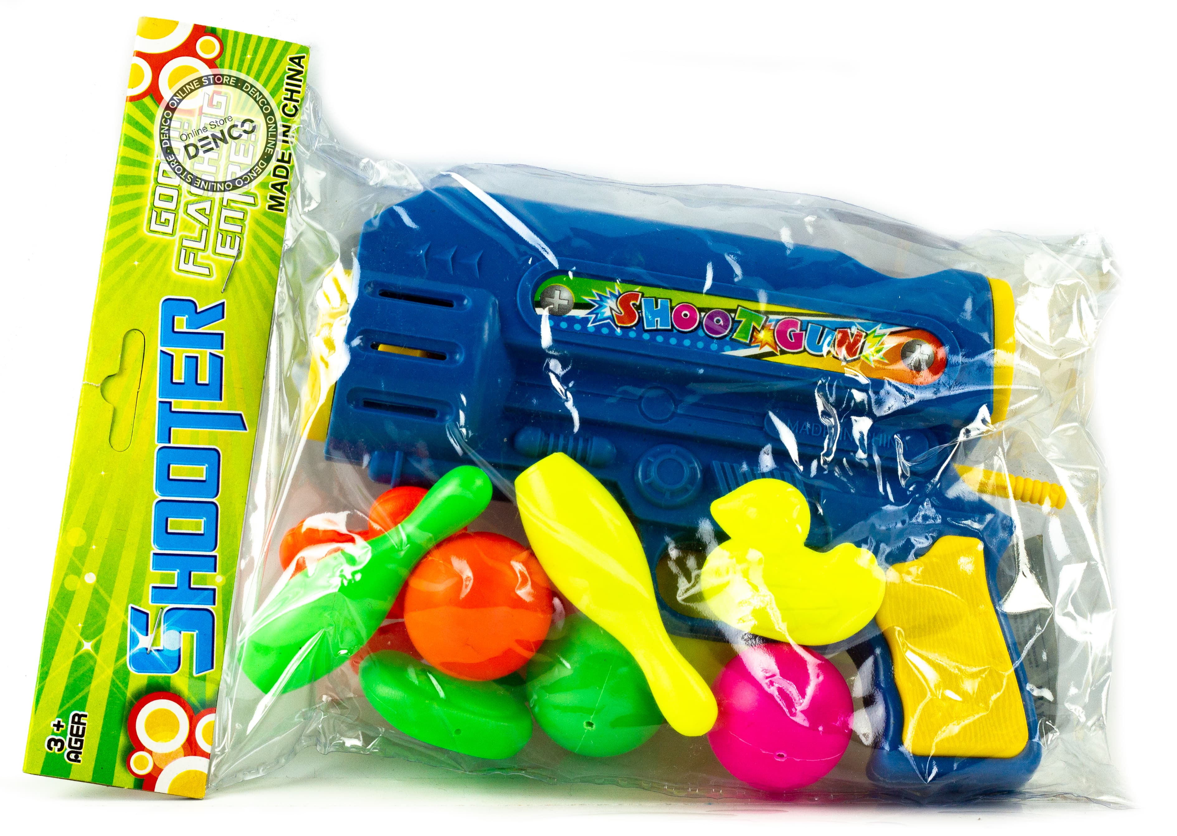 Игрушечный пистолет с шариками, кеглями и уточками, 7608