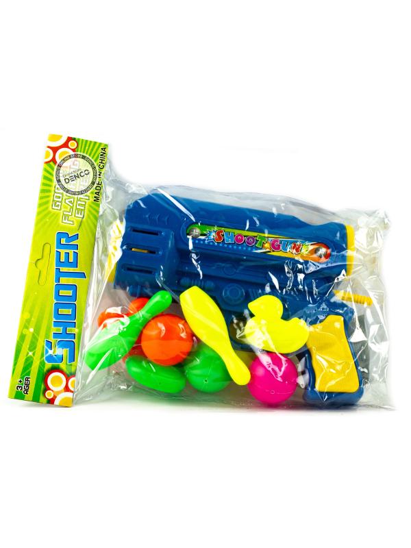 Игрушечный пистолет с шариками, кеглями и уточками, 7608