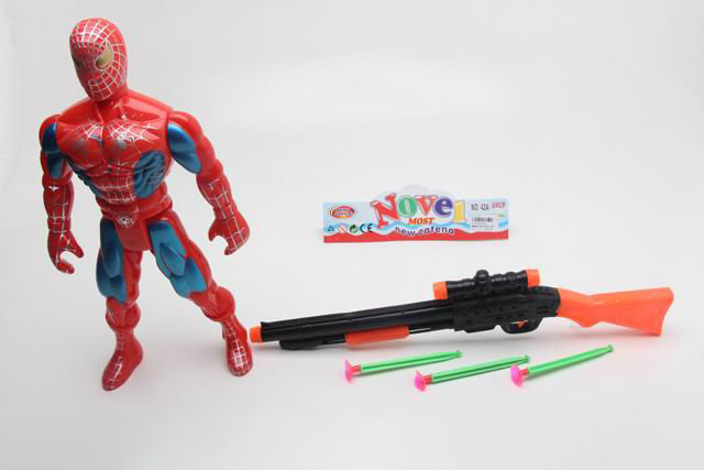 Игрушка «Человек-паук» с ружьем и стрелами на присосках / 42A