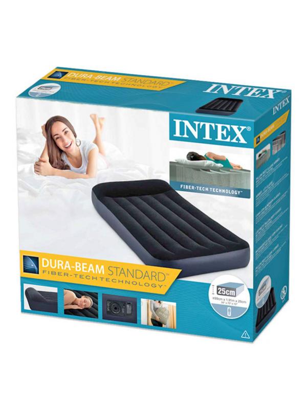 Надувной матрас Intex 64146 «Pillow Rest» со встроенным насосом,  99х191х25 см.