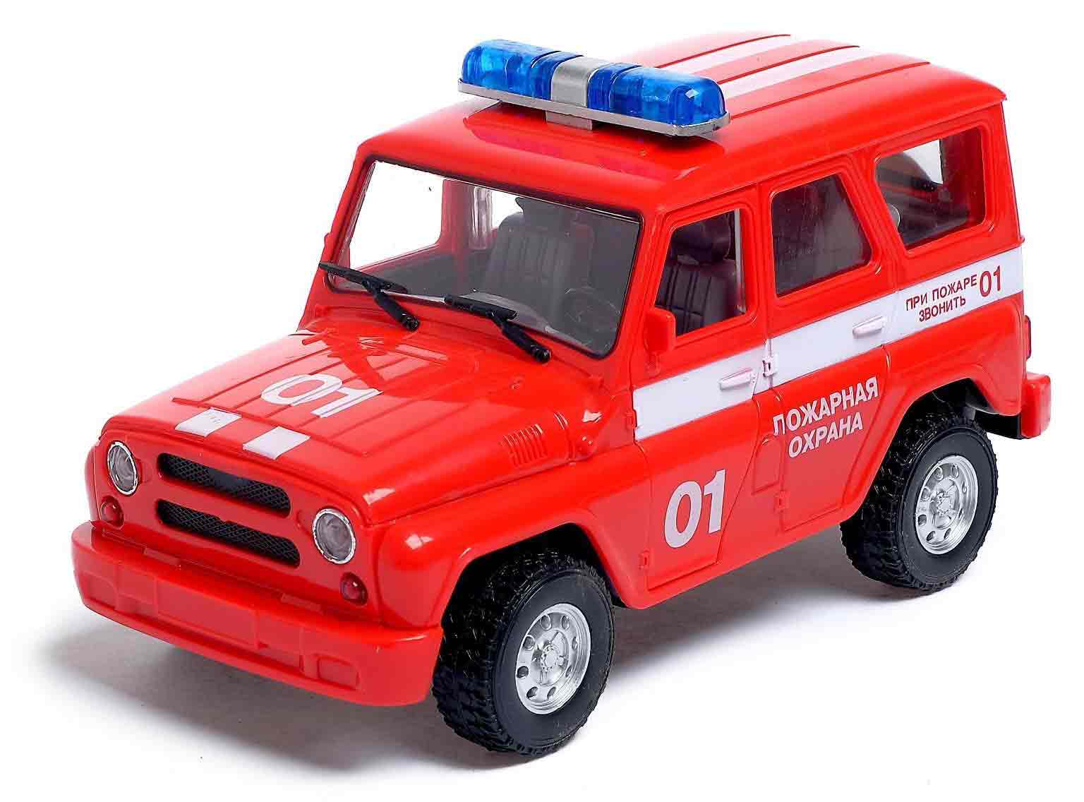 Внедорожник инерционный Play Smart 1:24 «УАЗ Hunter Пожарная охрана» 9076-E Автопарк, свет и звук
