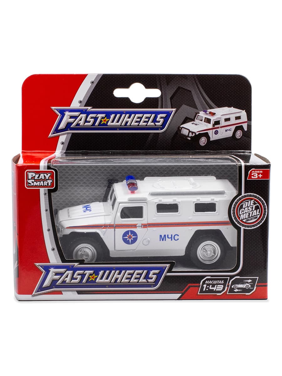 Металлическая машинка Play Smart 1:43 «GAZ-2330 Тигр МЧС России» 6408-E Автопарк, инерционная