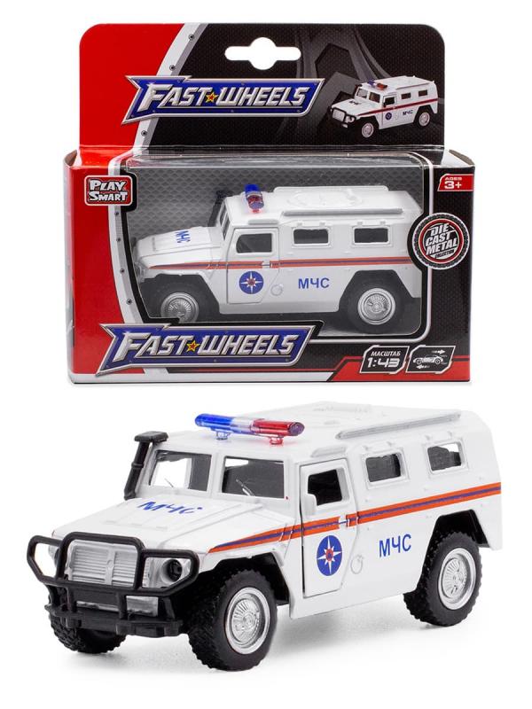 Металлическая машинка Play Smart 1:43 «GAZ-2330 Тигр МЧС России» 6408-E Автопарк, инерционная