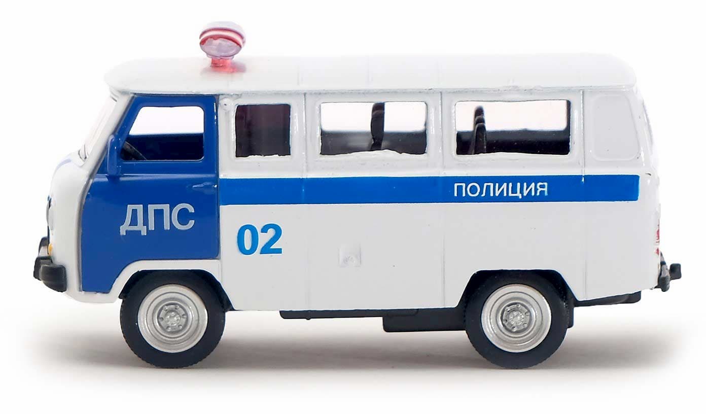 Металлическая машинка Play Smart 1:50 «Микроавтобус УАЗ-39625 Буханка Полиция ДПС» 10 см. 6402-B Автопарк