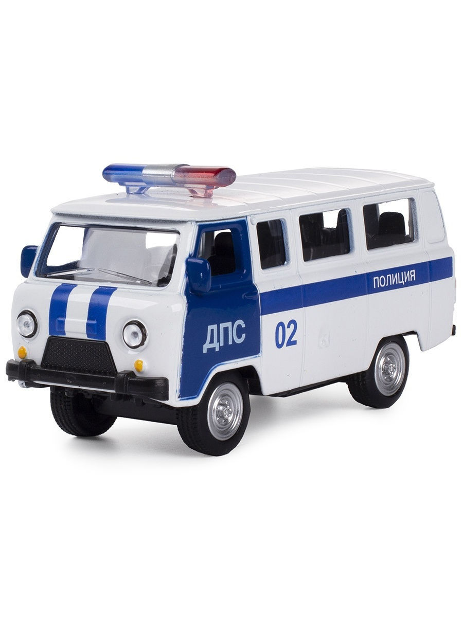 Металлическая машинка Play Smart 1:50 «Микроавтобус УАЗ-39625 Буханка Полиция ДПС» 10 см. 6402-B Автопарк