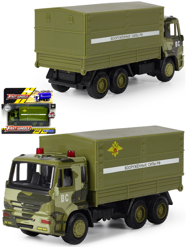 Грузовик инерционный Play Smart 1:54 «Камаз Военный» 6513-B Автопарк