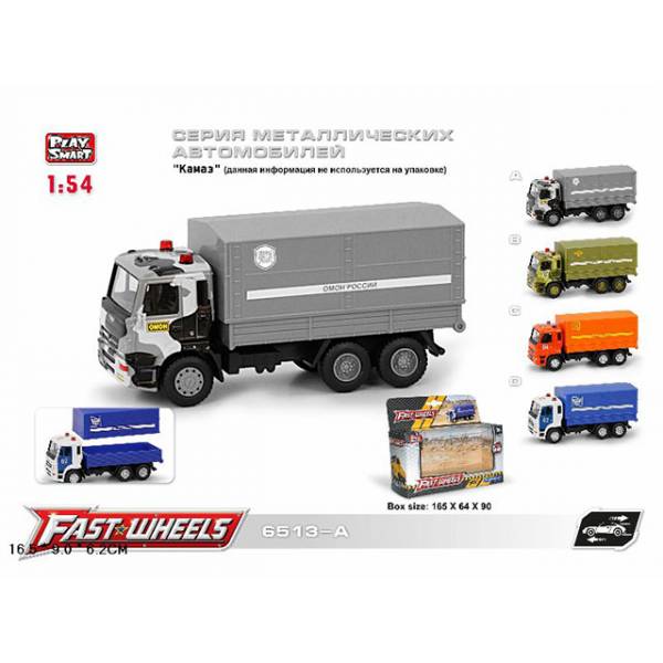 Машинка металлическая Play Smart 1:54 «Камаз: Омон России» 6513-A Автопарк