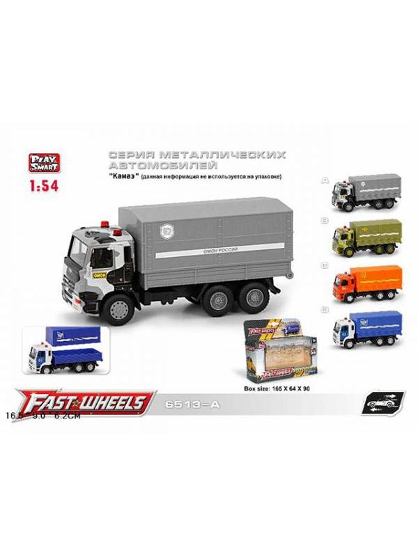 Машинка металлическая Play Smart 1:54 «Камаз: Омон России» 6513-A Автопарк