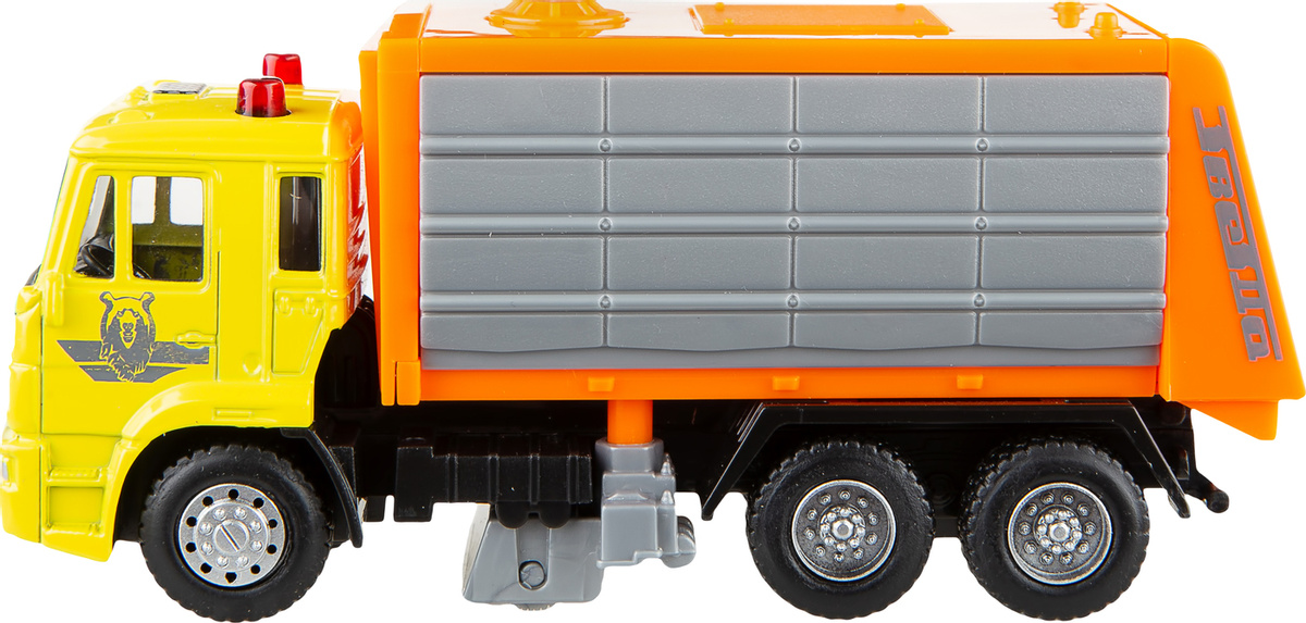 Машинка металлическая Play Smart 1:54 «Камаз: Дорожно - уборочная машина» 6515-D Автопарк / Желто-оранжевый
