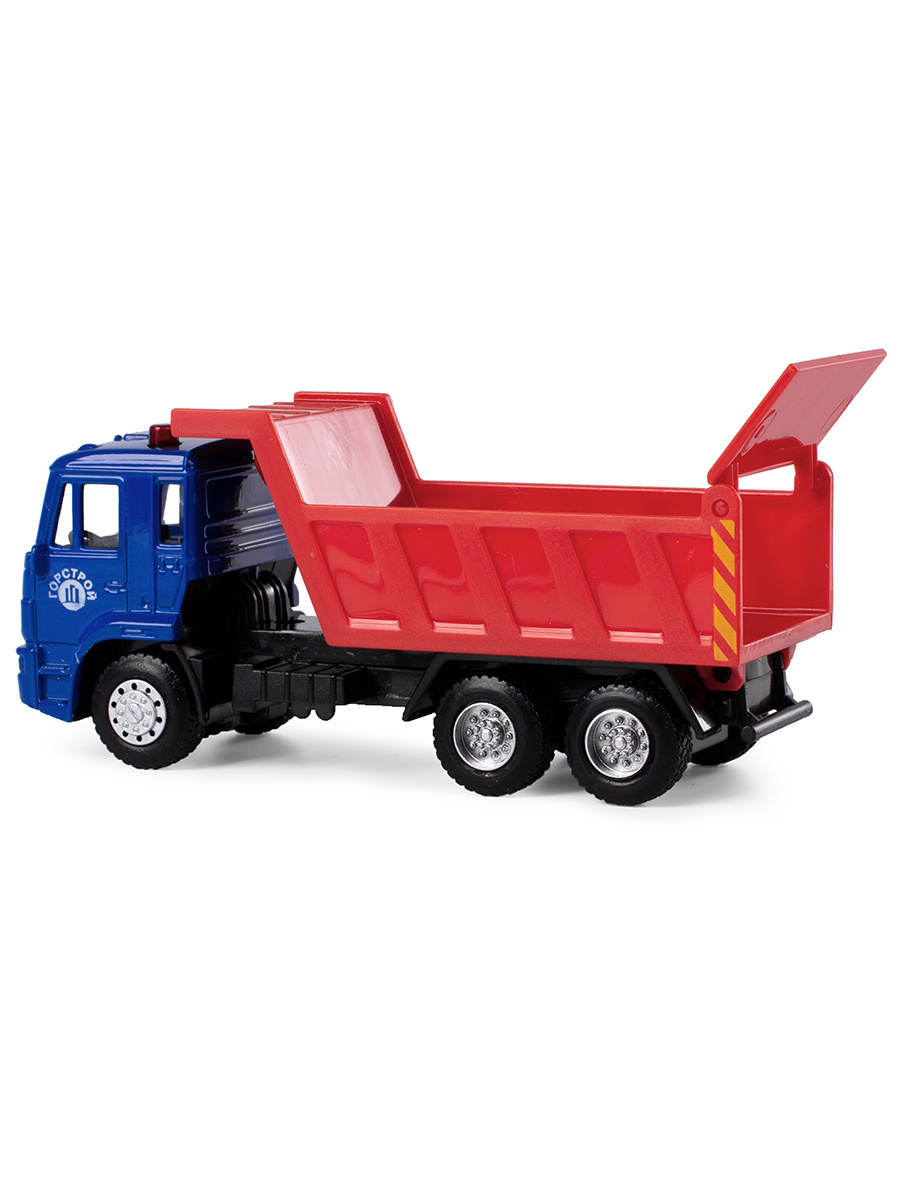 Грузовик металлический Play Smart 1:54 «Самосвал Камаз ГорСтрой» 15 см. 6511-C Автопарк инерционный / Красно-синий