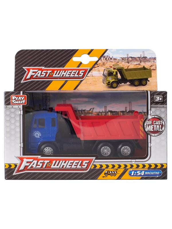 Грузовик металлический Play Smart 1:54 «Самосвал Камаз ГорСтрой» 15 см. 6511-C Автопарк инерционный / Красно-синий