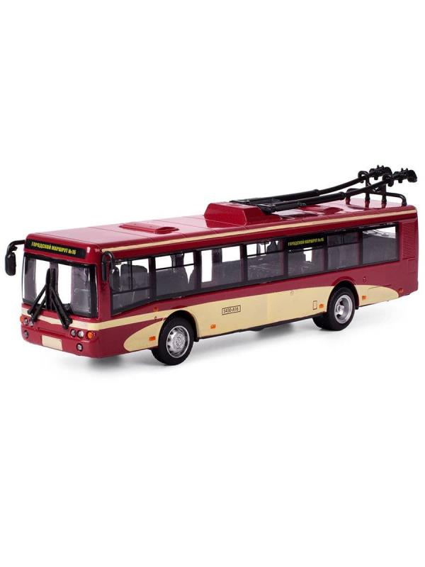Металлический троллейбус Play Smart 1:72 «ЛиАЗ-5292» 16 см. 6407-C Автопарк / Красный