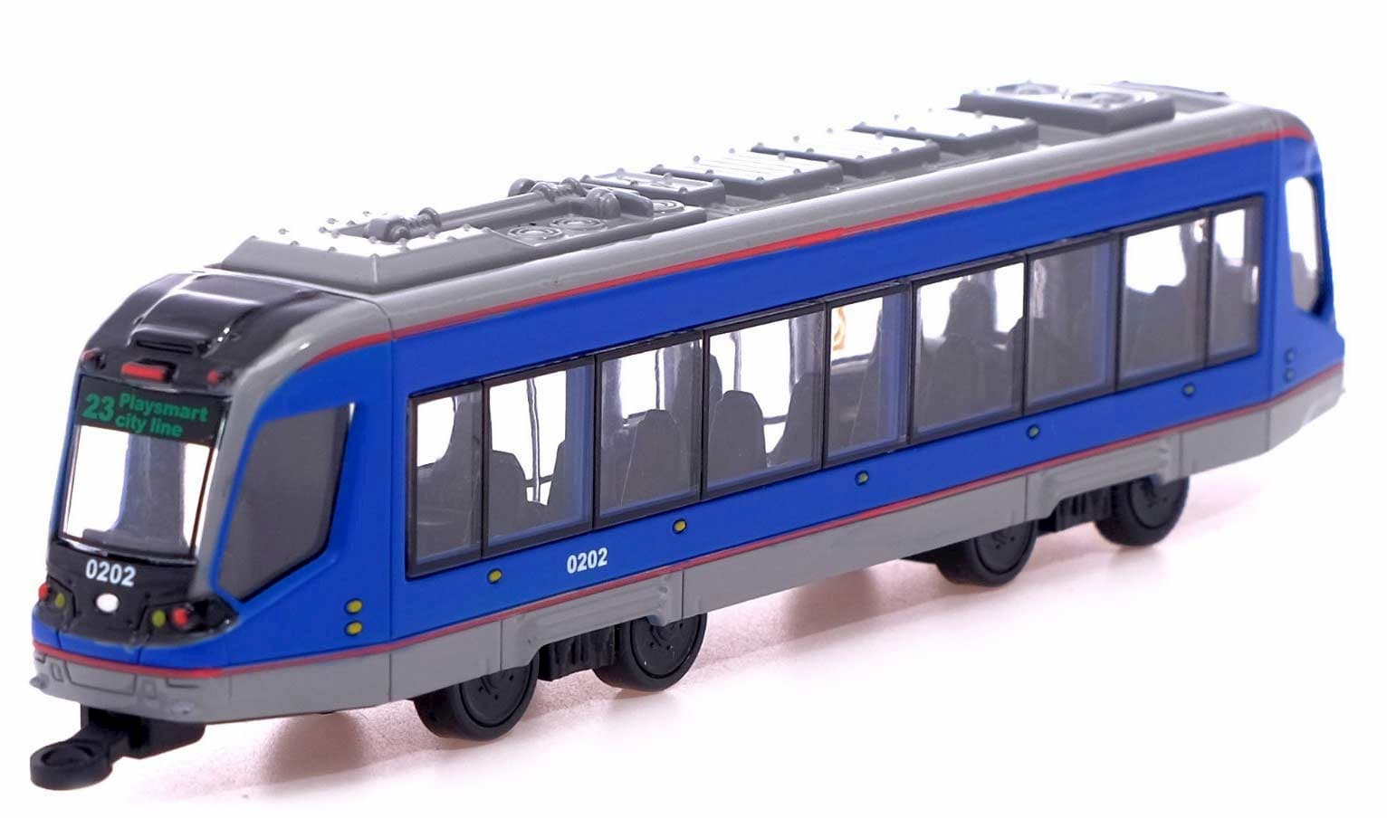 Металлический трамвай Play Smart 1:50 «Трамвай современный» 17,5 см. 6583D, инерционный / Микс