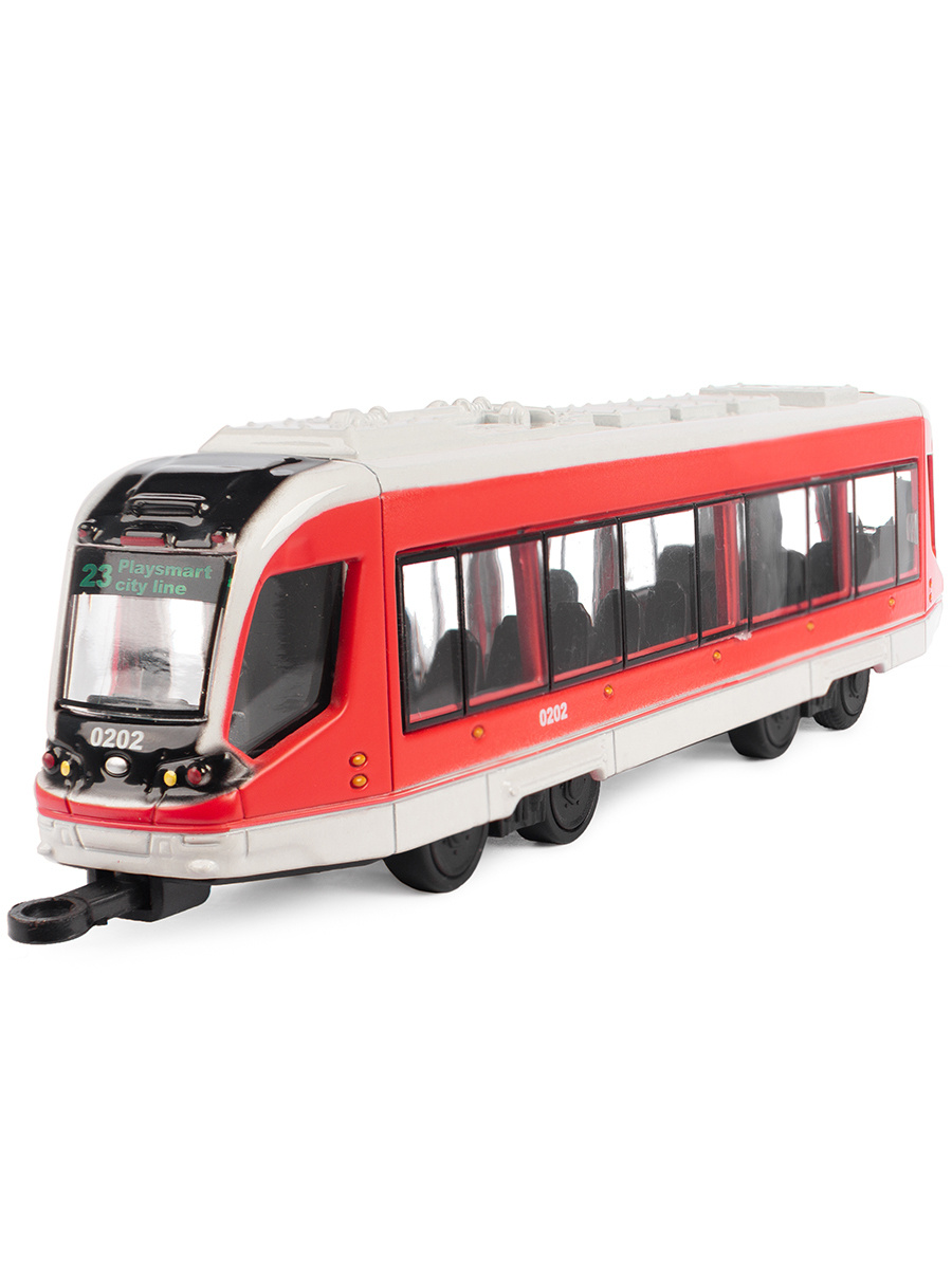 Металлический трамвай Play Smart 1:50 «Трамвай современный» 17,5 см. 6583D, инерционный / Микс