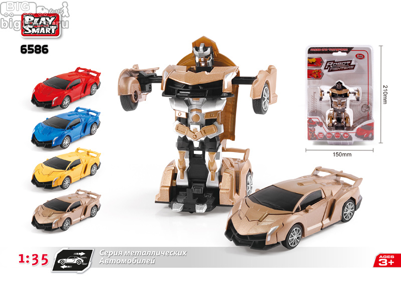 металл. 1:36 трансформер машинка в инд. кор. 4 цв