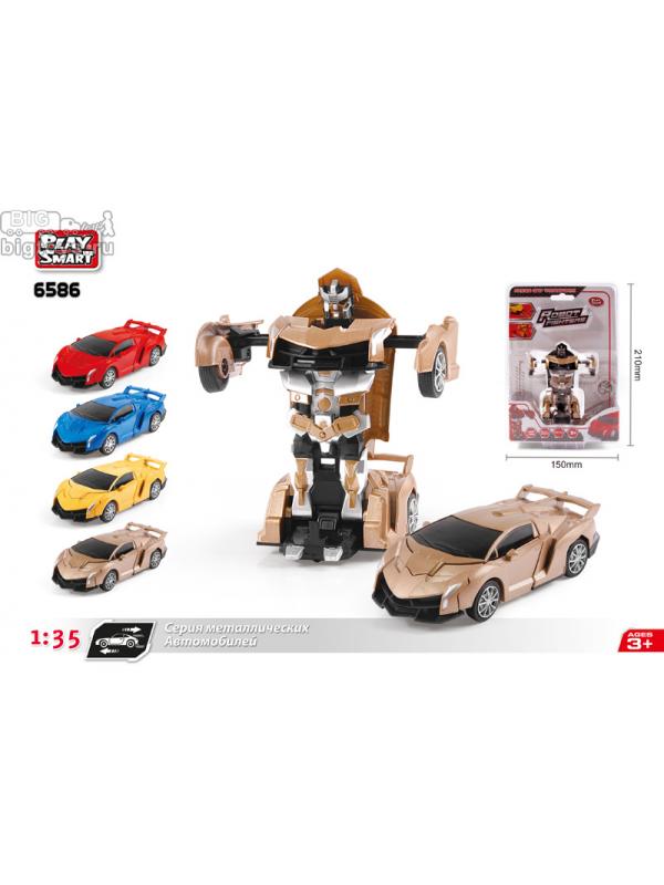 металл. 1:36 трансформер машинка в инд. кор. 4 цв