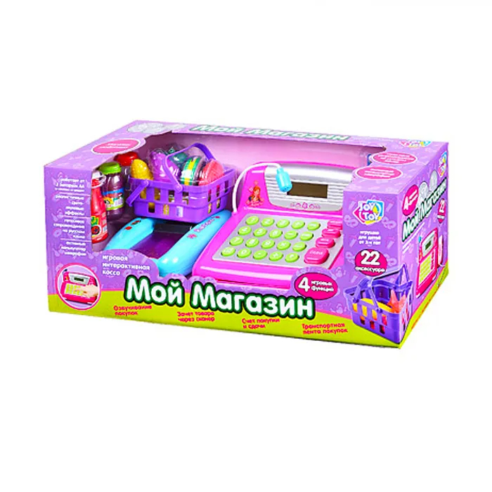 Детская игровая касса Play Smart «Мой магазин» 7017 с аксессуарами на батарейках / 22 аксессуара