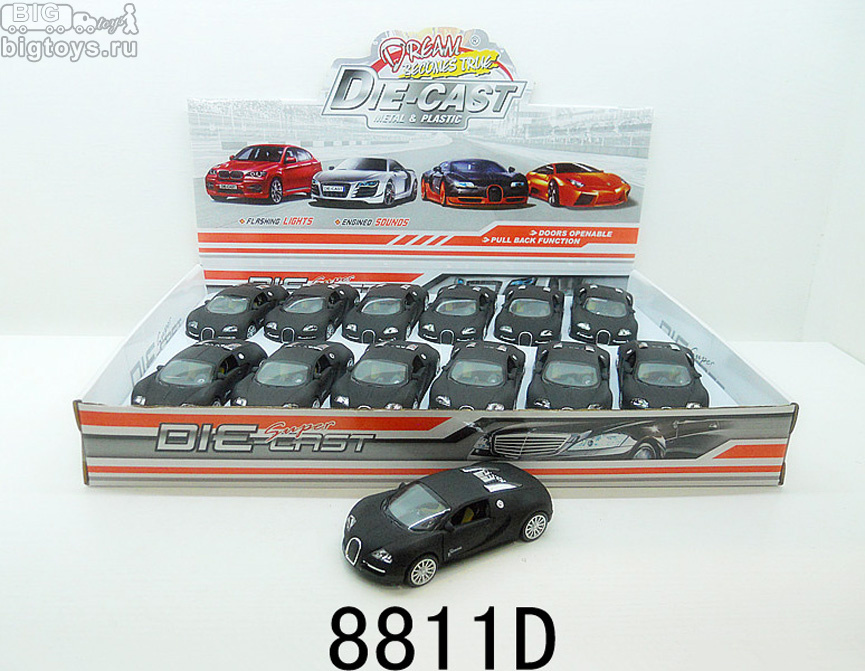 инерц. металл. WB 1:32 Buggati матовая со звуком и светом