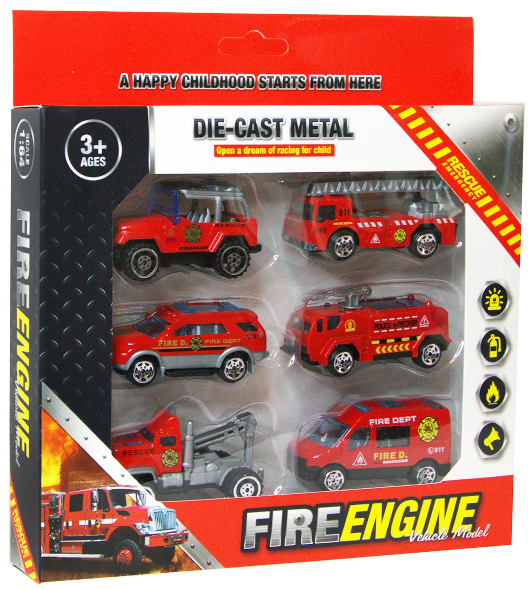 Набор металлических машинок «Пожарная служба» A005 / 6 шт.